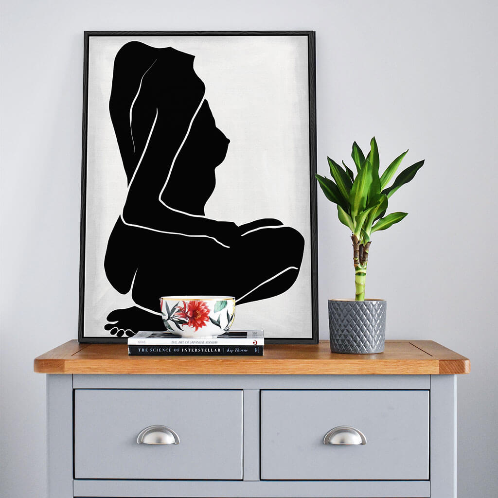 Black Nude Body Framed Canvas