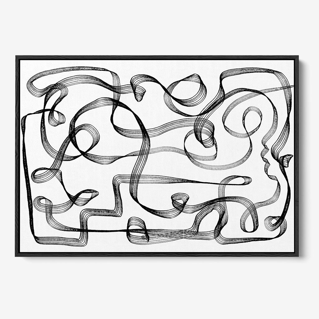 Dimensional Maze Lines Framed Canvas-framed-Canvas Prints-Abstract House