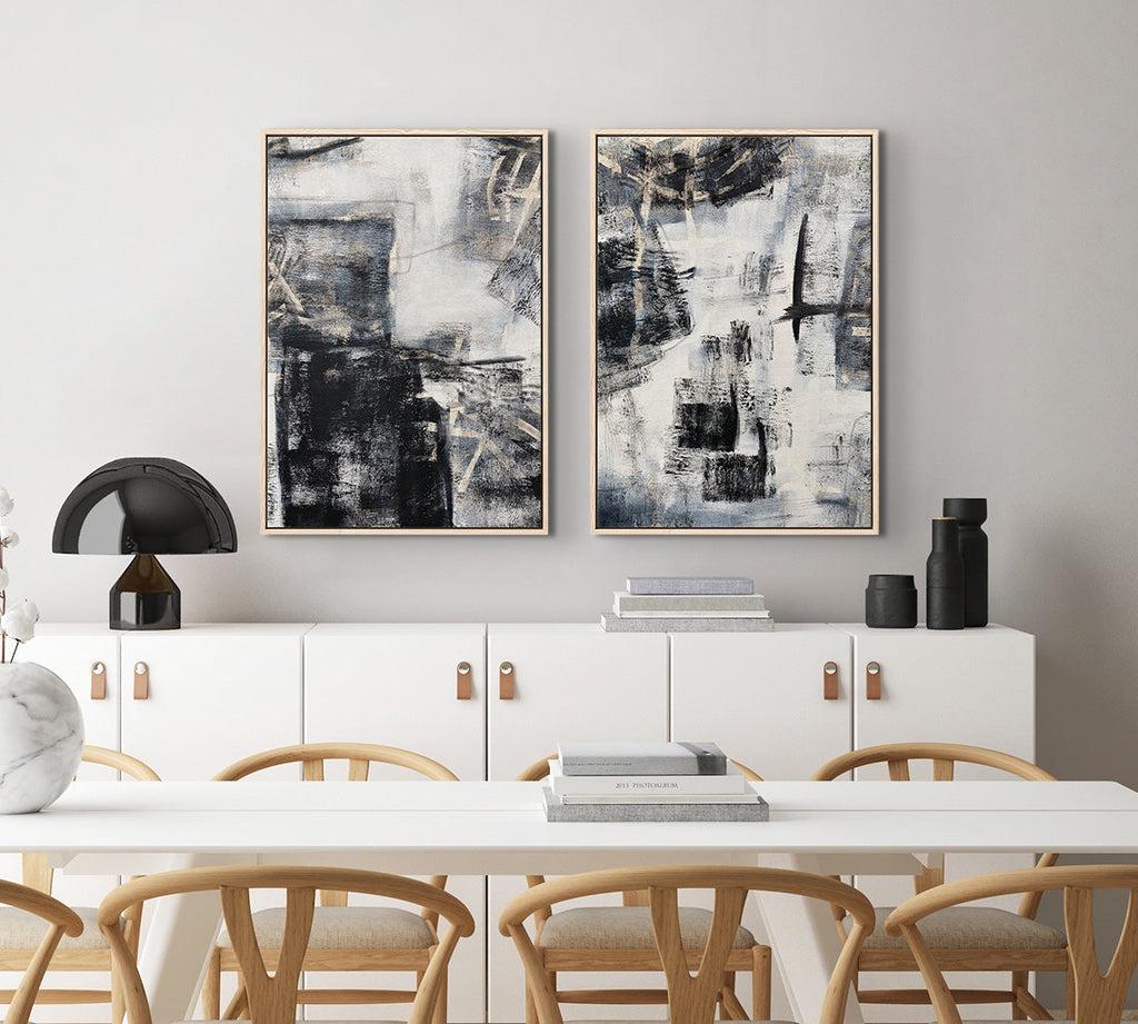 Abstract Marble Art Canvas Set Of 2 - Grey - Abstract House