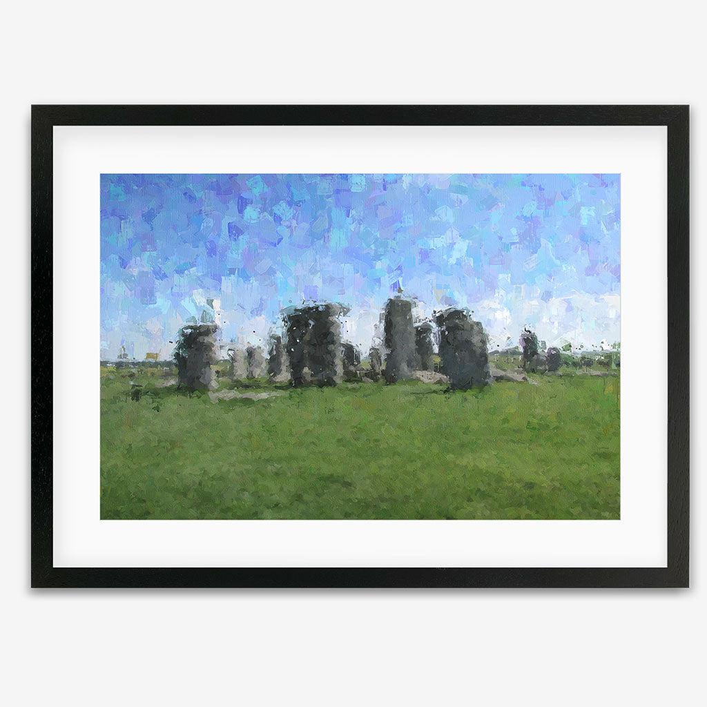 Brushed Stonehenge Framed Art - Black Frame - Abstract House