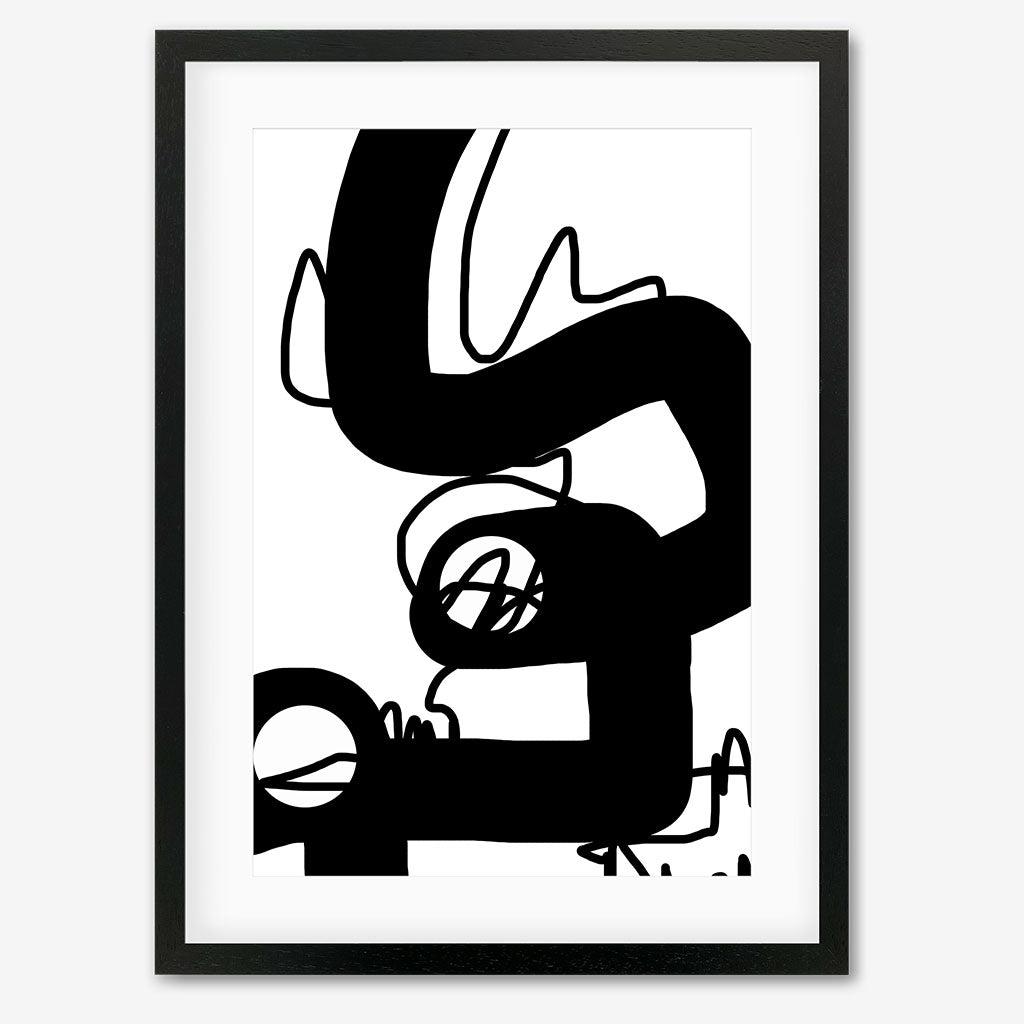 Black Graffiti Abstract Framed Art - Black Frame - Abstract House