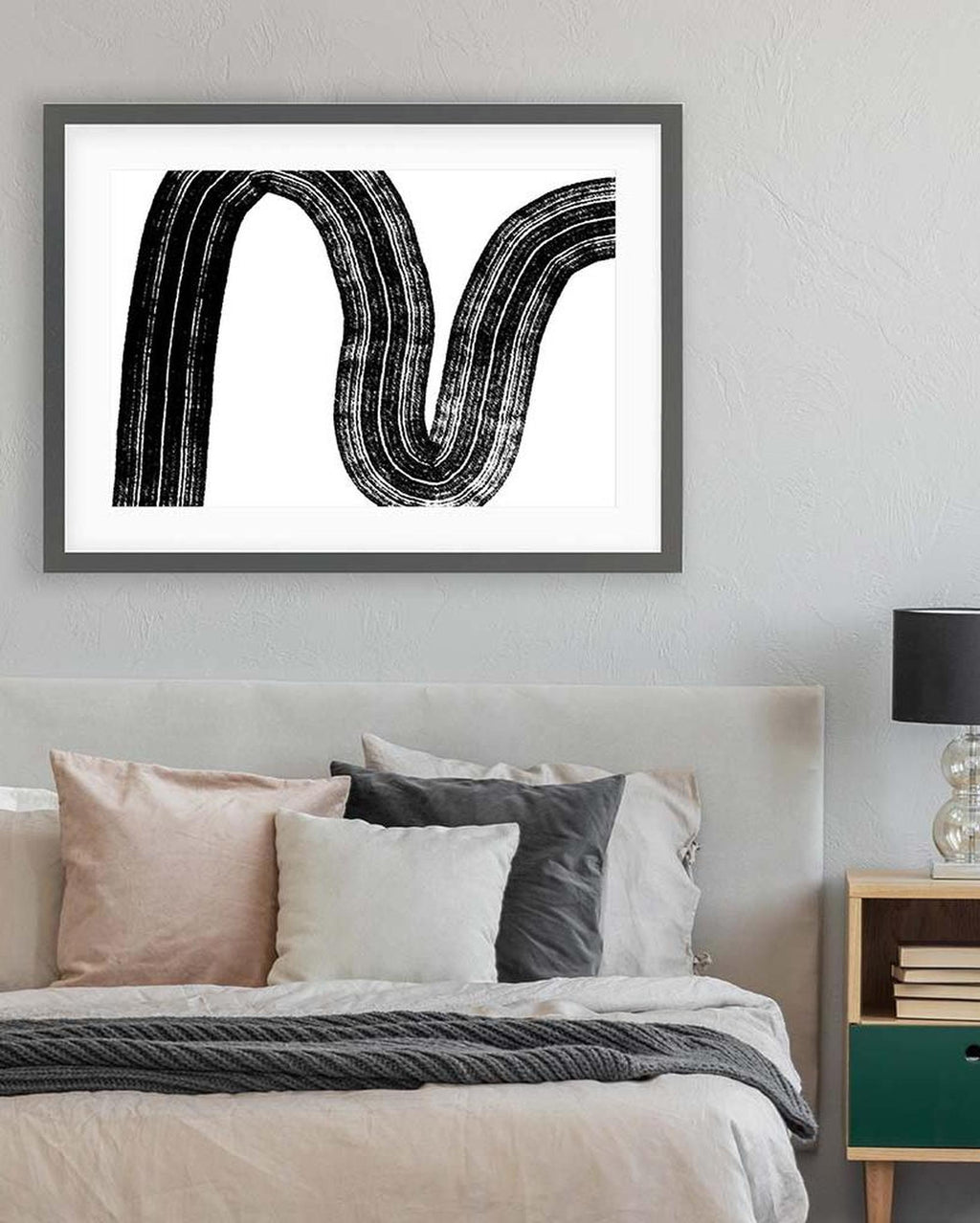 Brushed Line Framed Art-framed-Wall Art Print-Abstract House