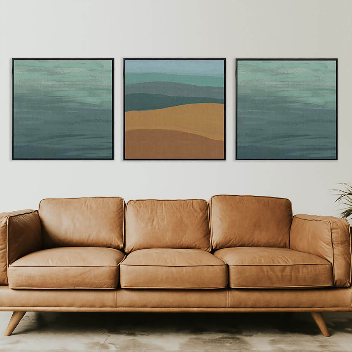 Green Textures Canvas Art Set Of 3-framed-Canvas Set Of 3-Abstract House