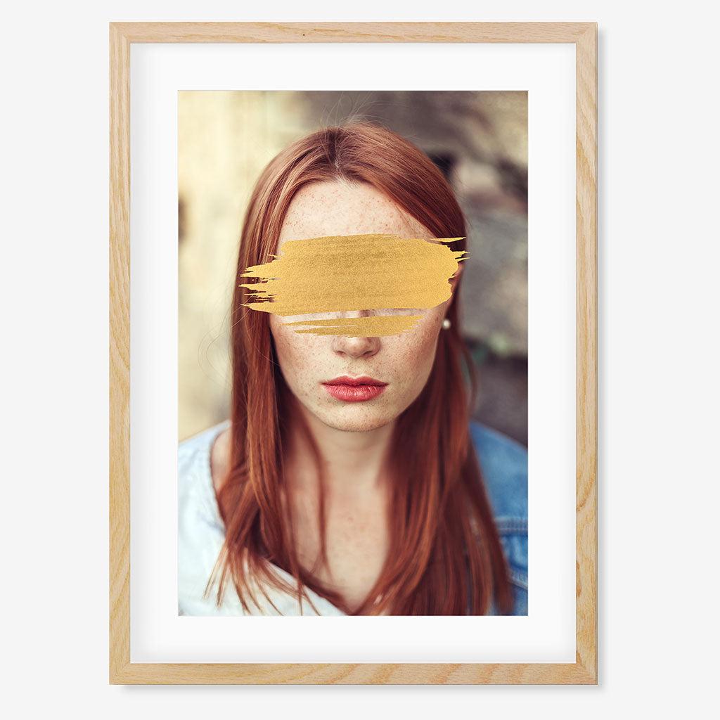 Portrait Of Gold Limited Edition Print - Oak Frame Frame With Mount - Abstract House