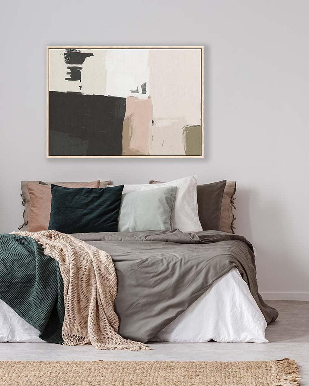Abstract Beige Framed Canvas-framed-Canvas Prints-Abstract House