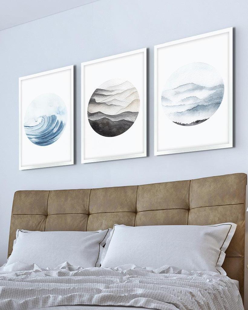 Ocean Waves Scene - Print Set Of 3 - - Abstract House