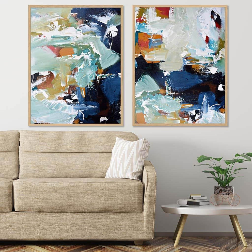 Abstract River Canvas Set Of 2-framed-Canvas Set Of 2-Abstract House