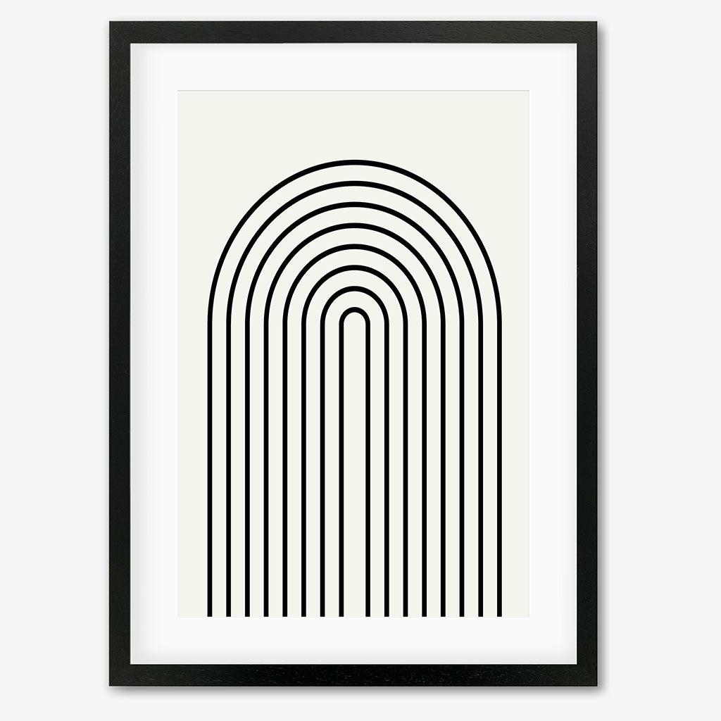 Retro Curve Art Print - Black Frame - Abstract House