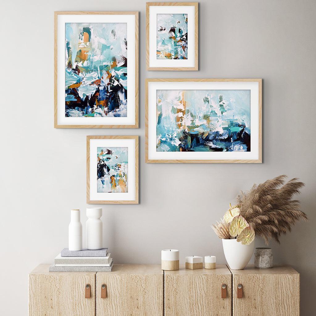 Teal Abstract Textures Gallery Wall Art-framed-Gallery Wall Art-Abstract House