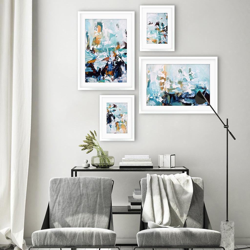 Teal Abstract Textures Gallery Wall Art-framed-Gallery Wall Art-Abstract House