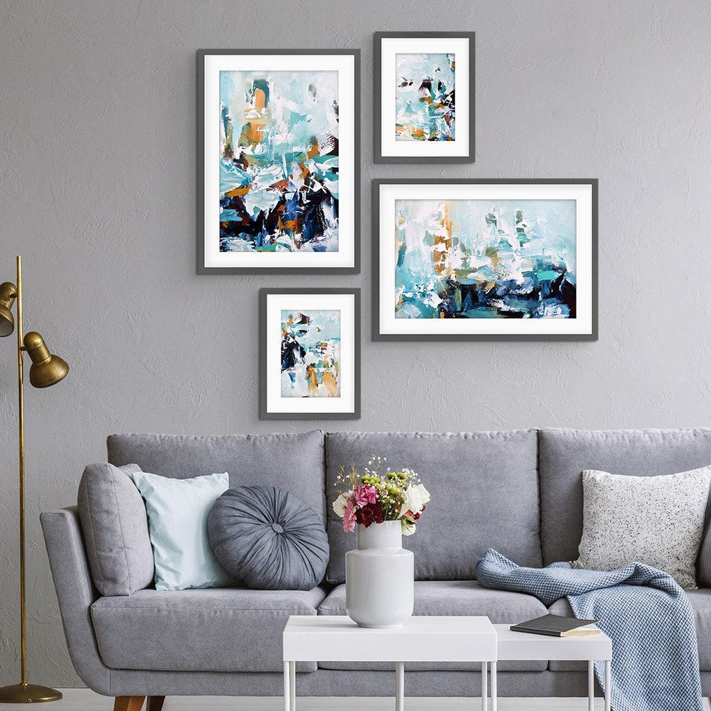 Teal Abstract Textures Gallery Wall Art-framed-Gallery Wall Art-Abstract House