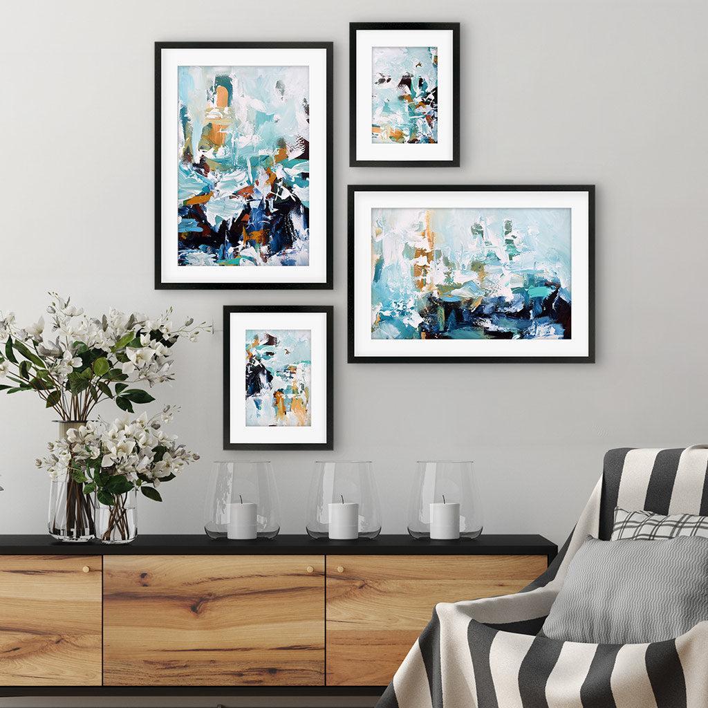 Teal Abstract Textures Gallery Wall Art-framed-Gallery Wall Art-Abstract House