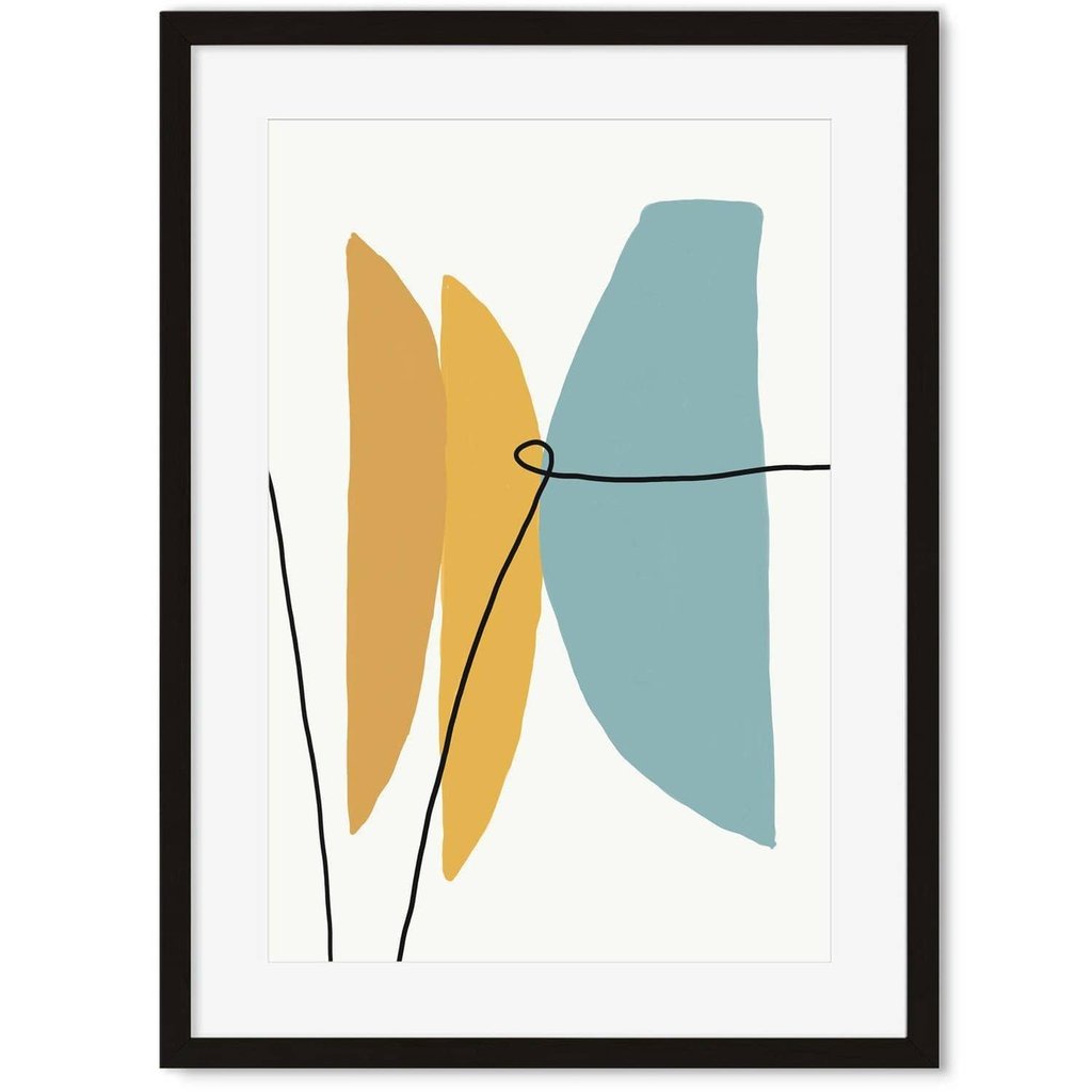 Green Abstract Minimalist Line Art Framed Contemporary Minimalist