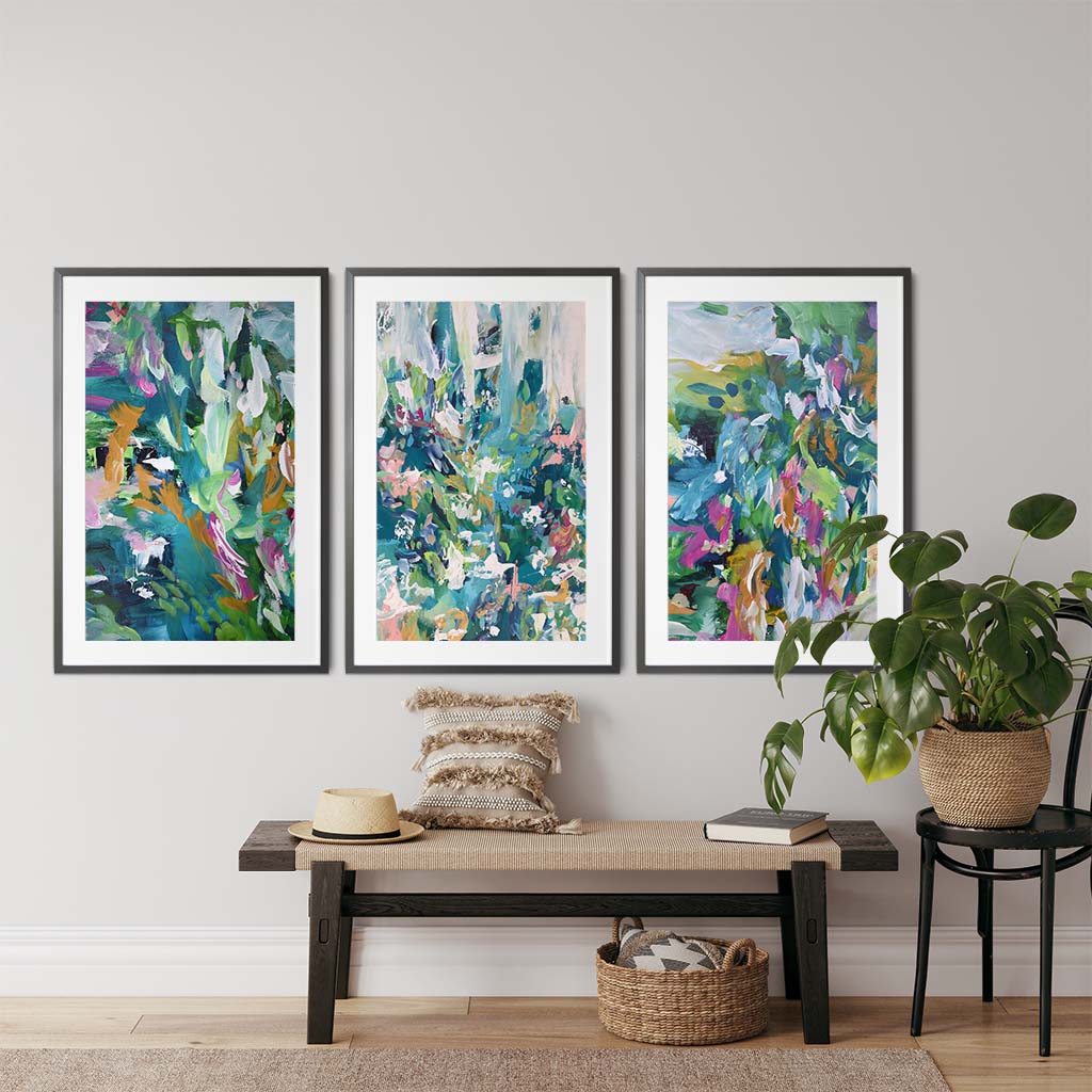 Abstract Eden - Print Set Of 3 Black Frame Wall Art Print Set Of 3 - Abstract House