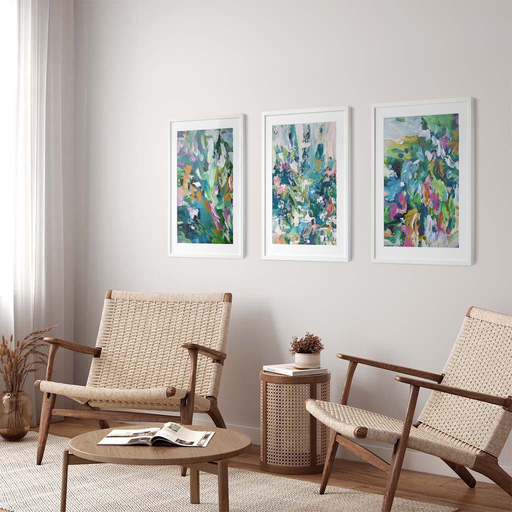 Abstract Eden - Print Set Of 3 Black Frame Wall Art Print Set Of 3 - Abstract House