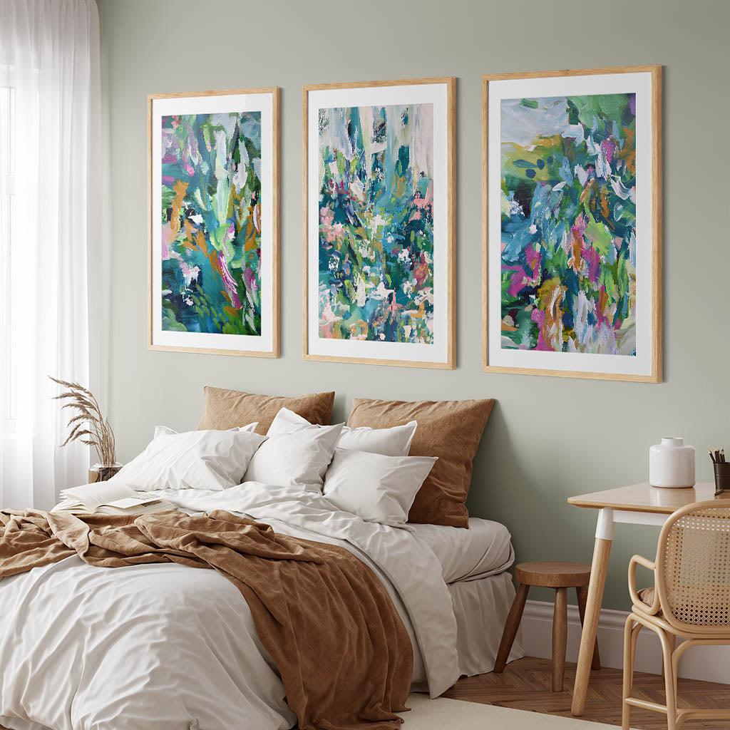 Abstract Eden - Print Set Of 3 Black Frame Wall Art Print Set Of 3 - Abstract House