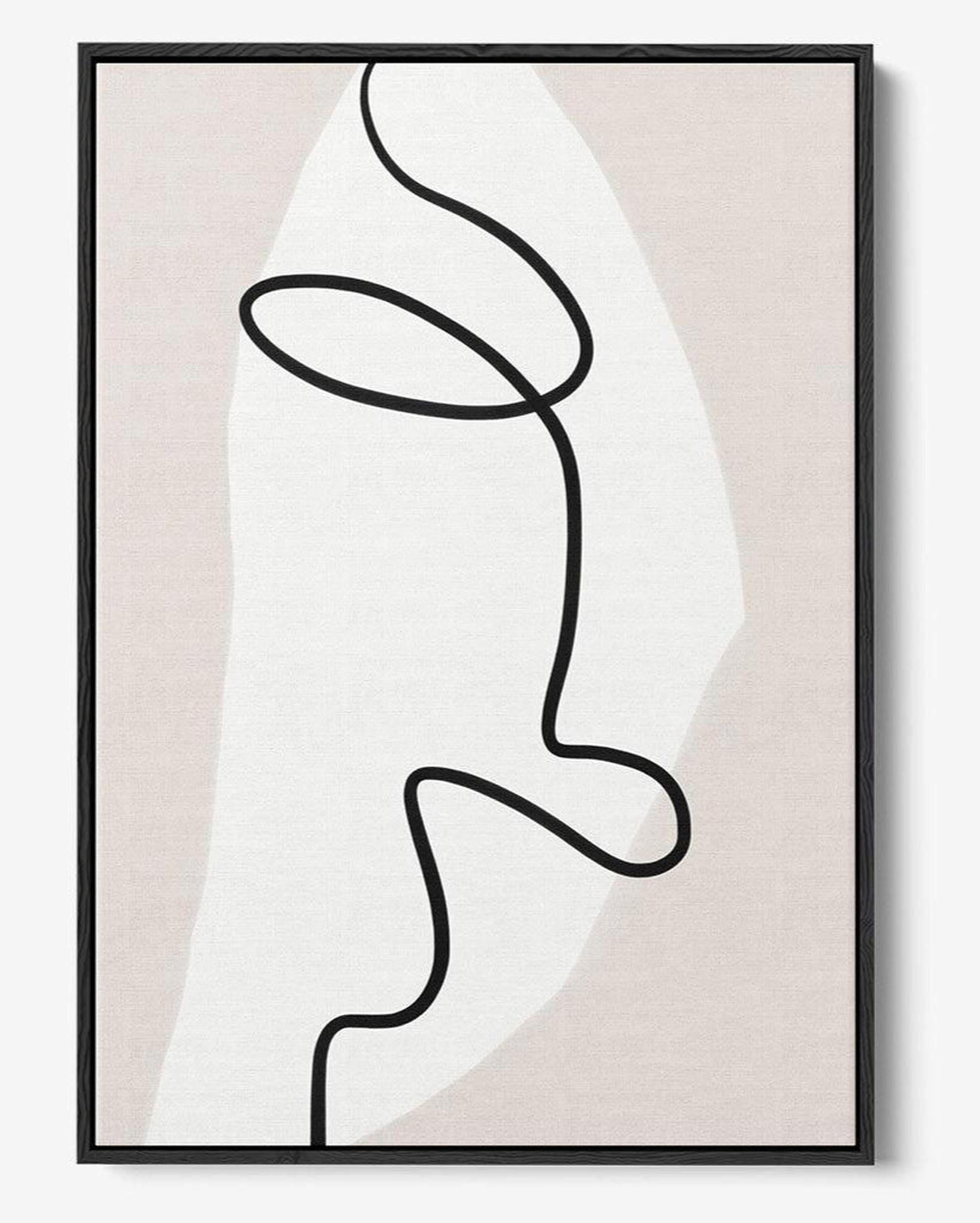 Abstract line art of a person on a beige background