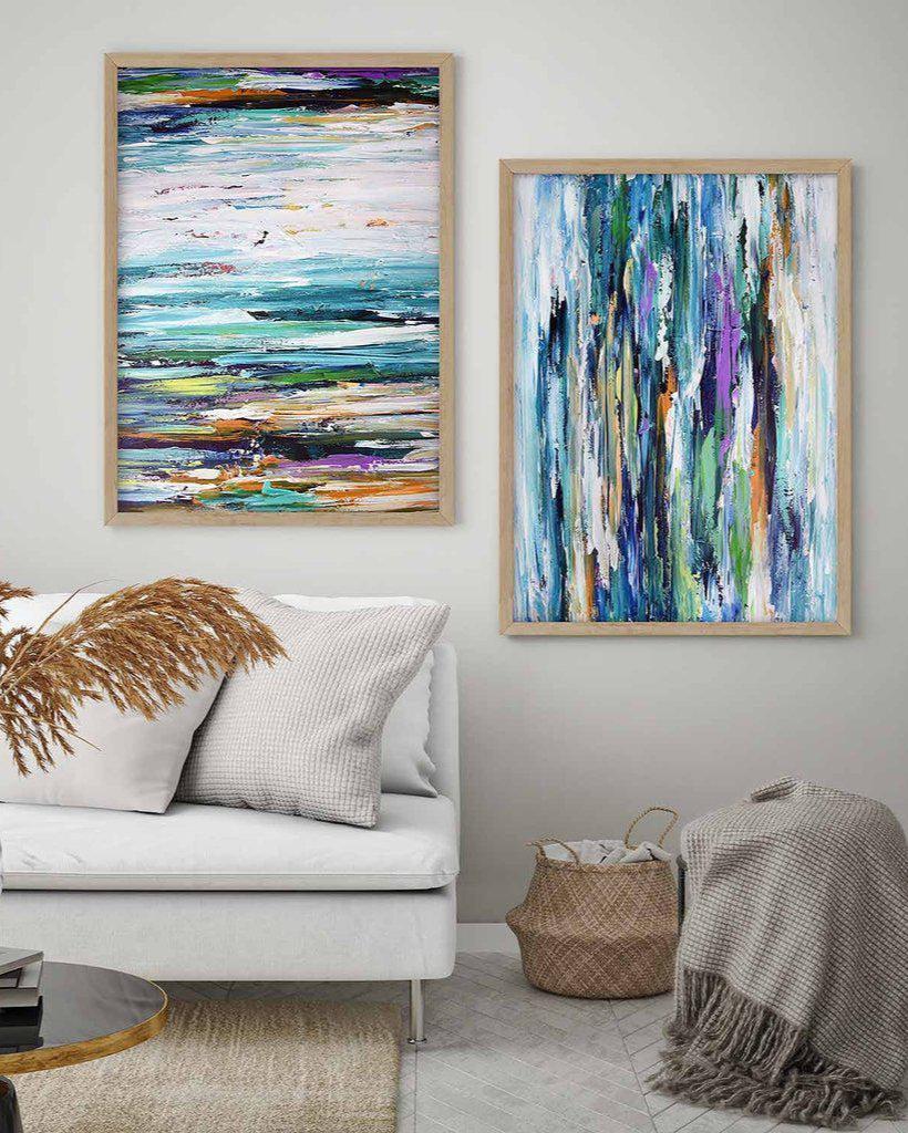 Abstract Purple Rain - Print Set of 2