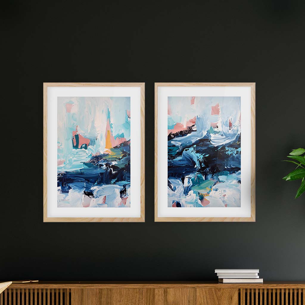 Abstract River Flow Set Of 2 Prints Black Frame Wall Art Print Set Of 2 - Abstract House