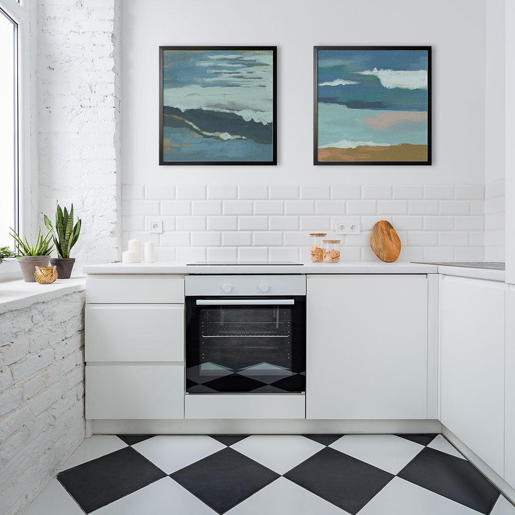 Abstract Seascape Canvas Art Set Of 2 White Canvas Set Of 2 - Abstract House