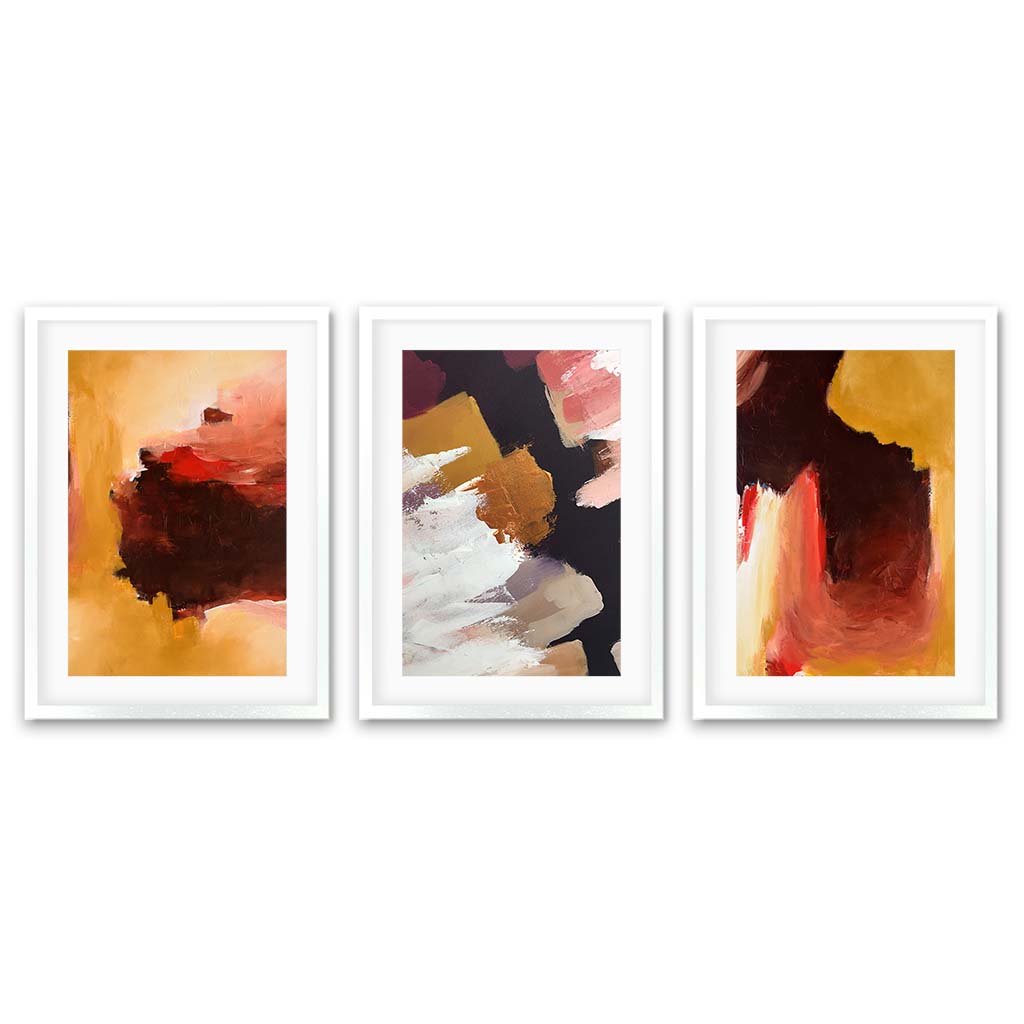 Abstract Sunburst - Print Set Of 3 Grey Frame Wall Art Print Set Of 3 - Abstract House