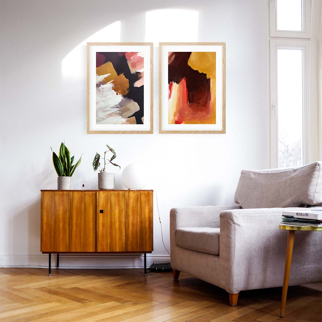 Abstract Texture Set Of 2 Prints Black Frame Wall Art Print Set Of 2 - Abstract House