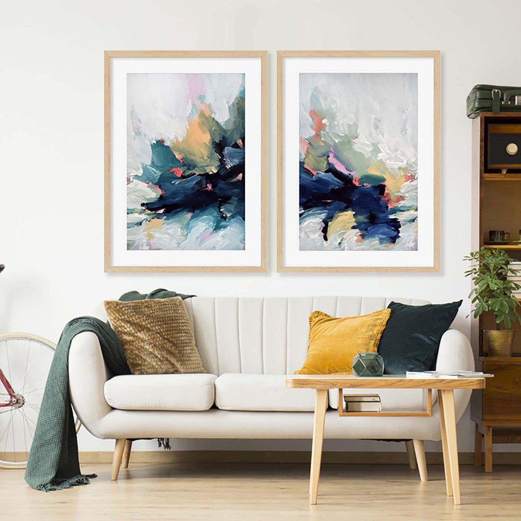 Beyond The River - Print Set Of 2 Black Frame Wall Art Print Set Of 2 - Abstract House