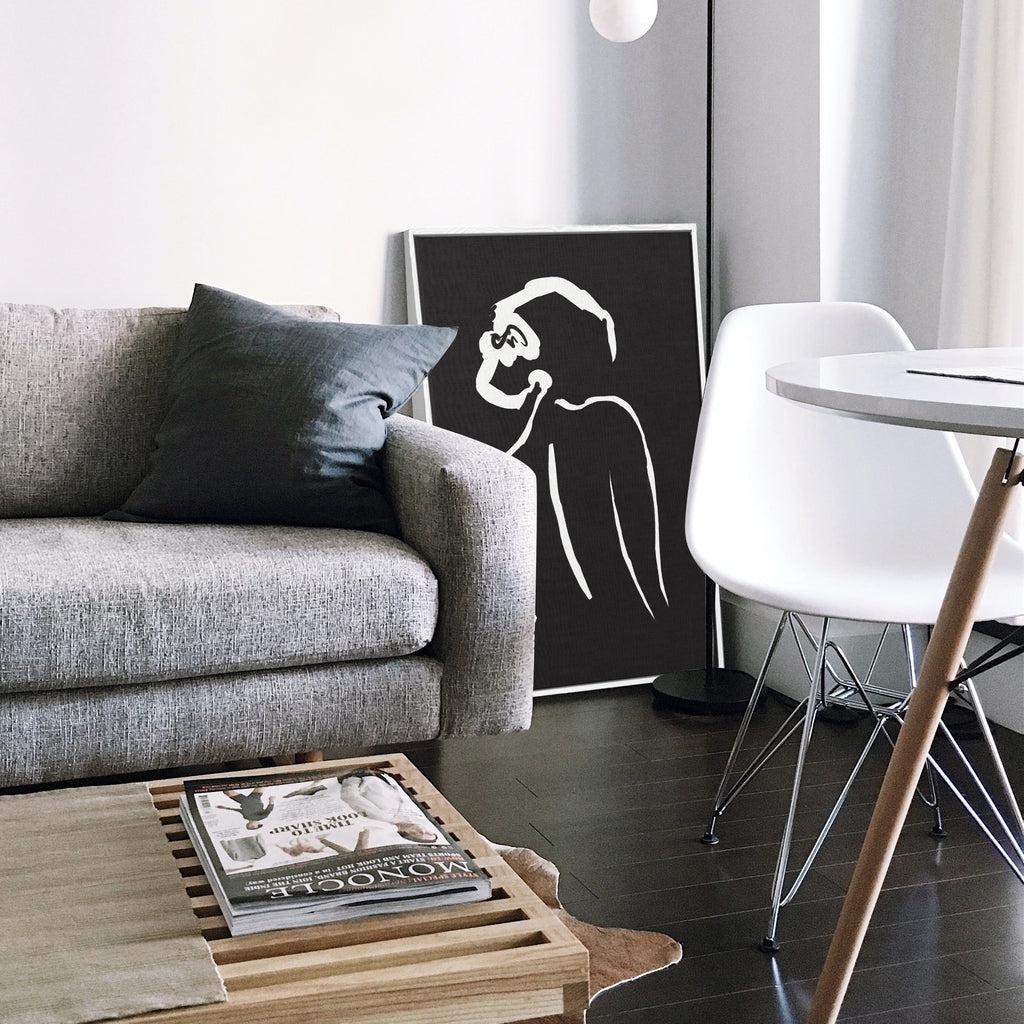 Black & White Nude Framed Canvas White Canvas Prints - Abstract House