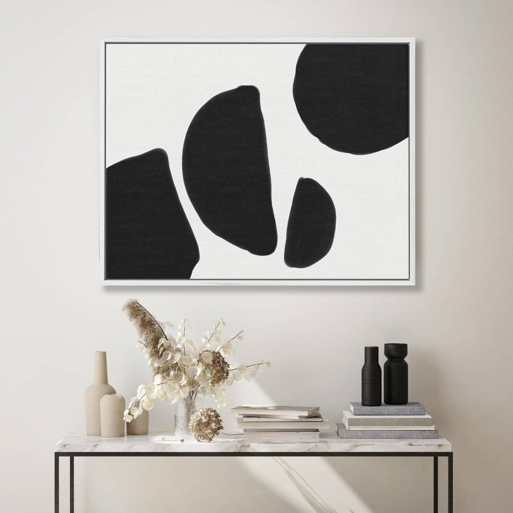 Black White Shapes Canvas Print 50 x 70 cm White