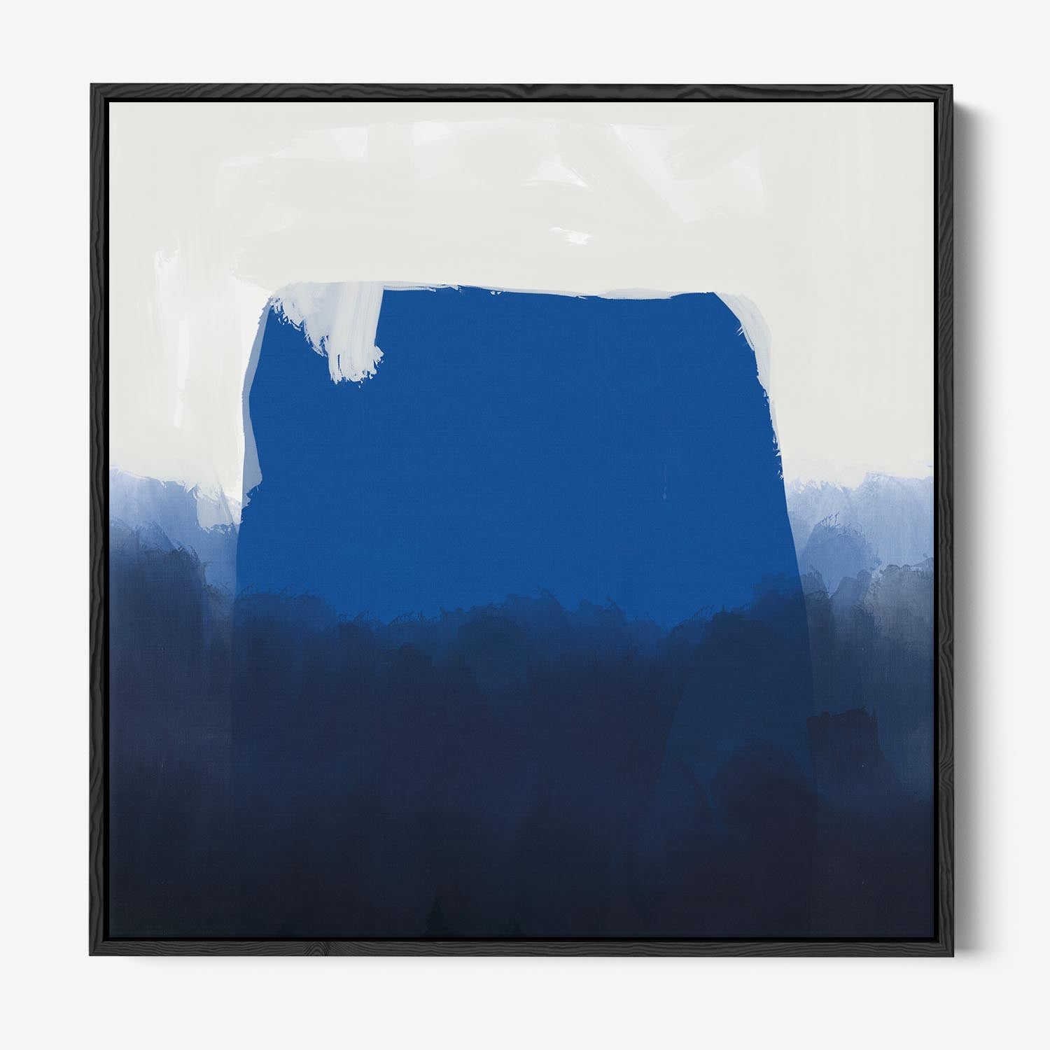 Blue Brush Strokes Framed Canvas-framed-Square Canvas Prints-Abstract House