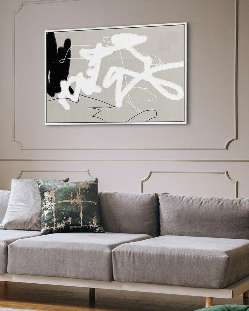 Abstract Lines On Beige Framed Canvas-framed-Canvas Prints-Abstract House