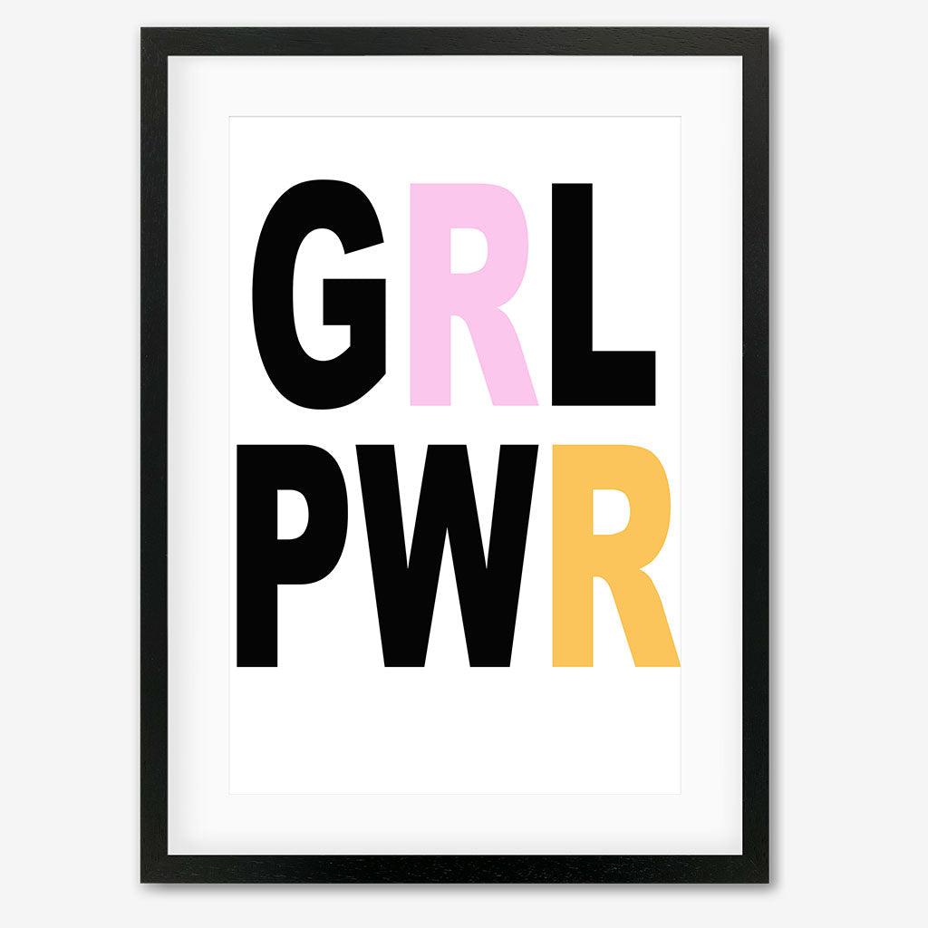 Girl Power GRL PWR Art Print Black Frame Wall Art Print - Abstract House