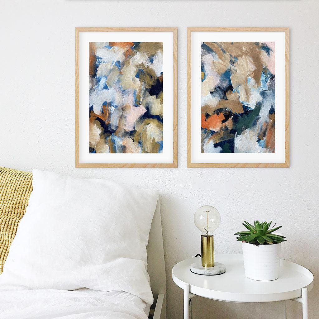 Golden Brushstroke - Print Set Of 2 Black Frame Wall Art Print Set Of 2 - Abstract House