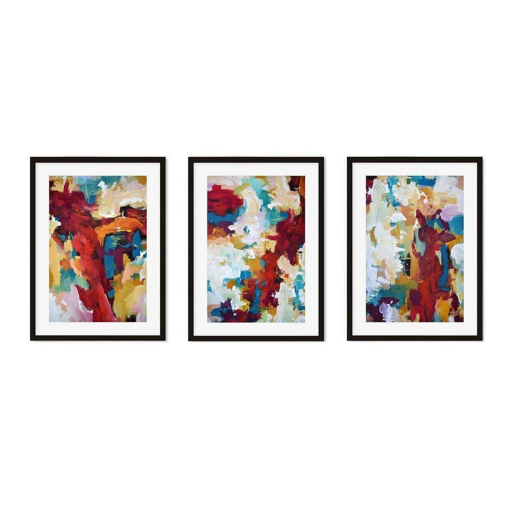 Inferno Red Abstract - Print Set Of 3