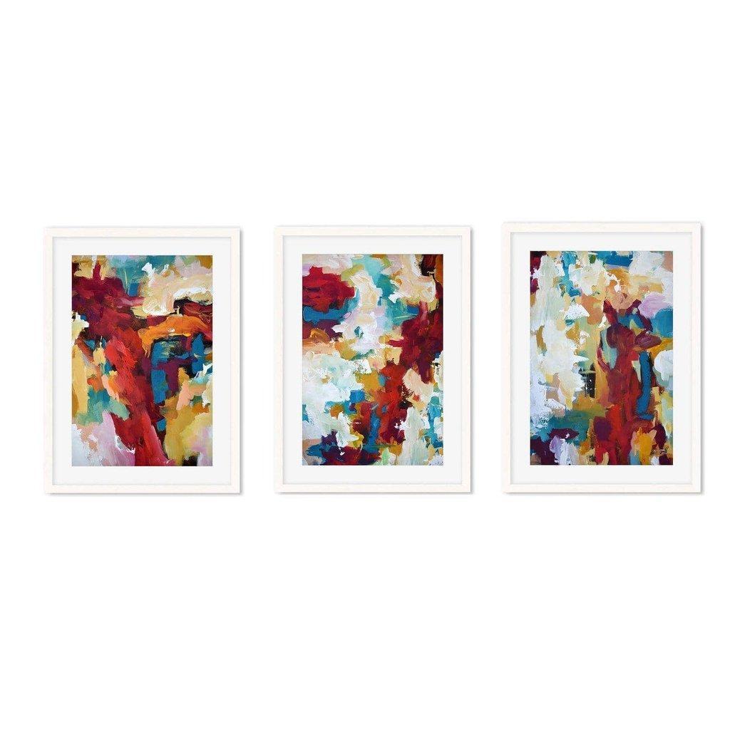 Inferno Red Abstract - Print Set Of 3