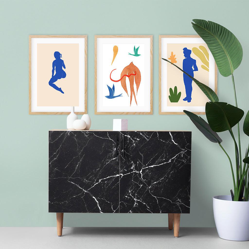 Matisse Botanical Illustrations - Set Of 3 Prints Black Frame Wall Art Print Set Of 3 - Abstract House
