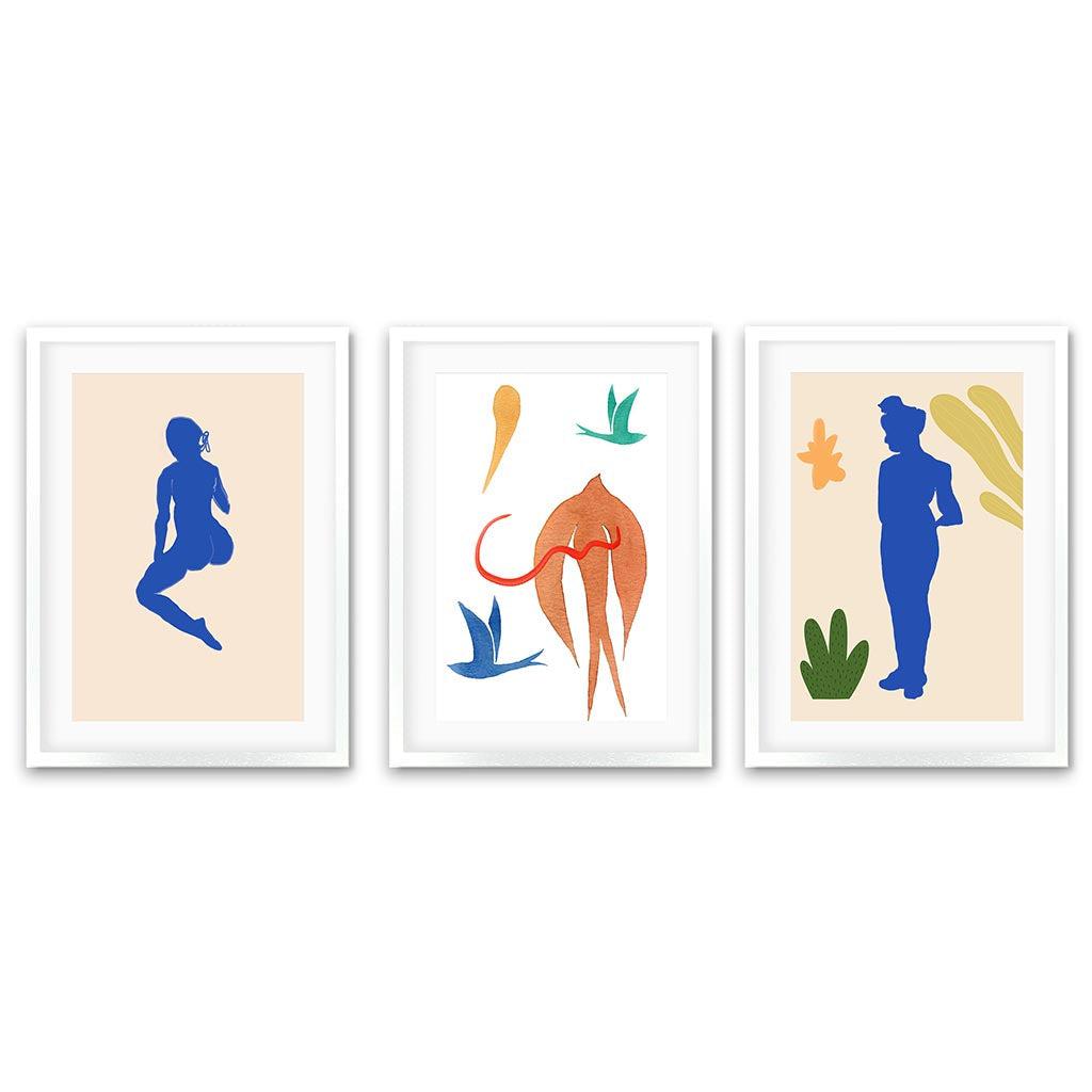Matisse Botanical Illustrations - Set Of 3 Prints White Frame Wall Art Print Set Of 3 - Abstract House