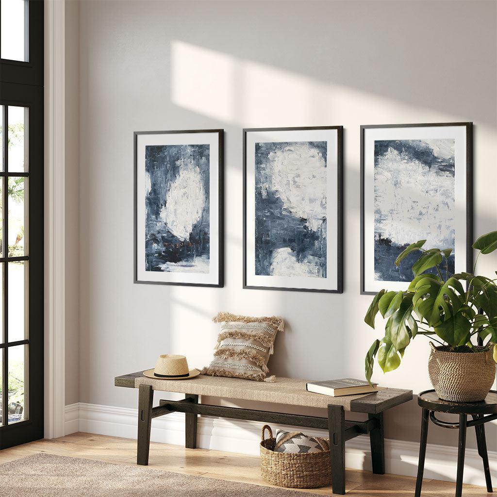 Midnight Dreams - Print Set Of 3 Black Frame Wall Art Print Set Of 3 - Abstract House