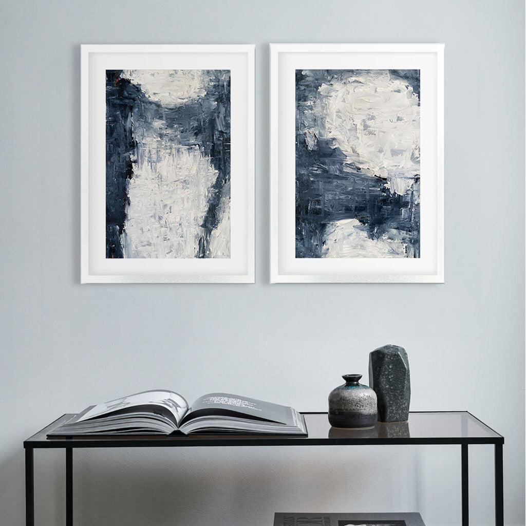 Midnight Musings - Print Set Of 2 Black Frame Wall Art Print Set Of 2 - Abstract House