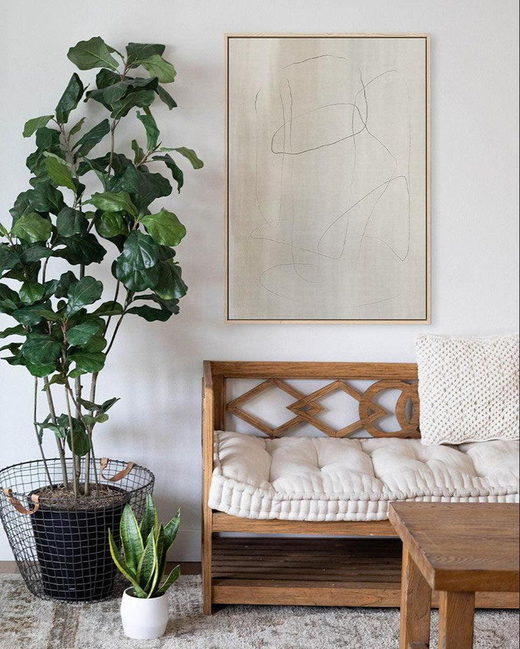 Neutral Lines Framed Canvas White Canvas Prints - Abstract House