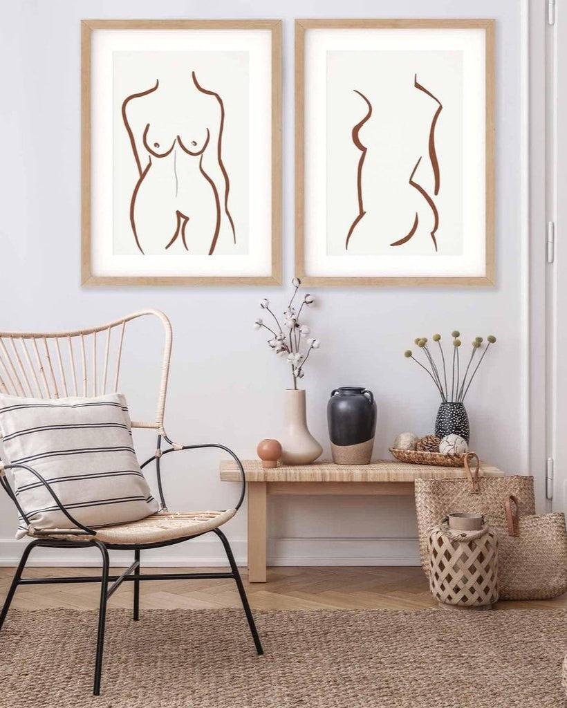 Nude Drawing - Print Set Of 2