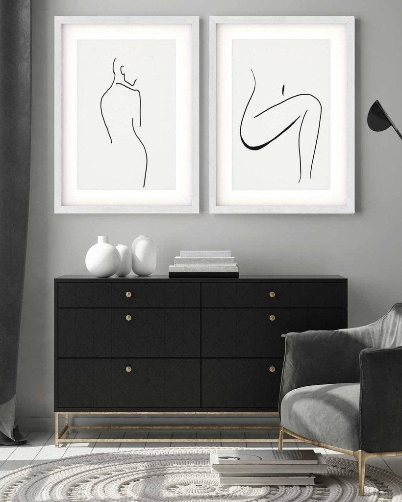 Nude Ink Drawing - Print Set Of 2