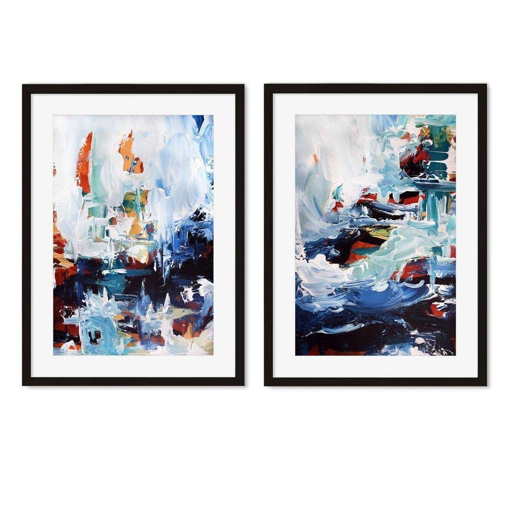 Textured Blue Abstract - Print Set Of 2
