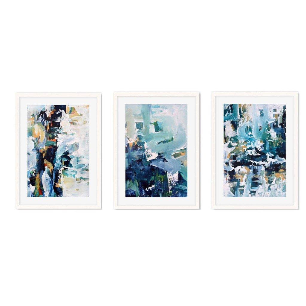 Textured Blue Abstract - Print Set Of 3
