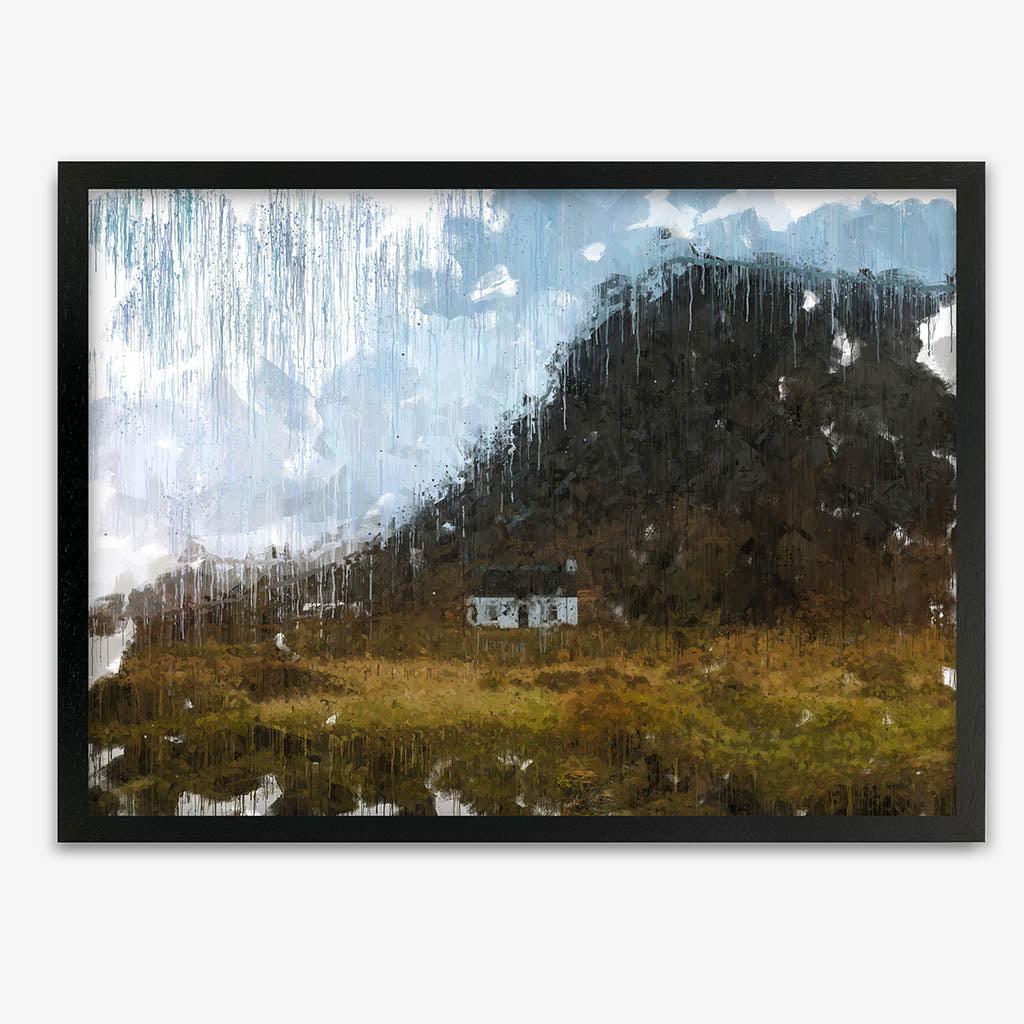 View Over Scottish Hills Framed Art Black Frame Wall Art Print - Abstract House