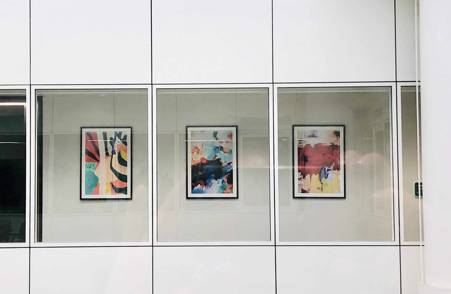 how to decorate your office with art gallery wall set of 3 through office windows