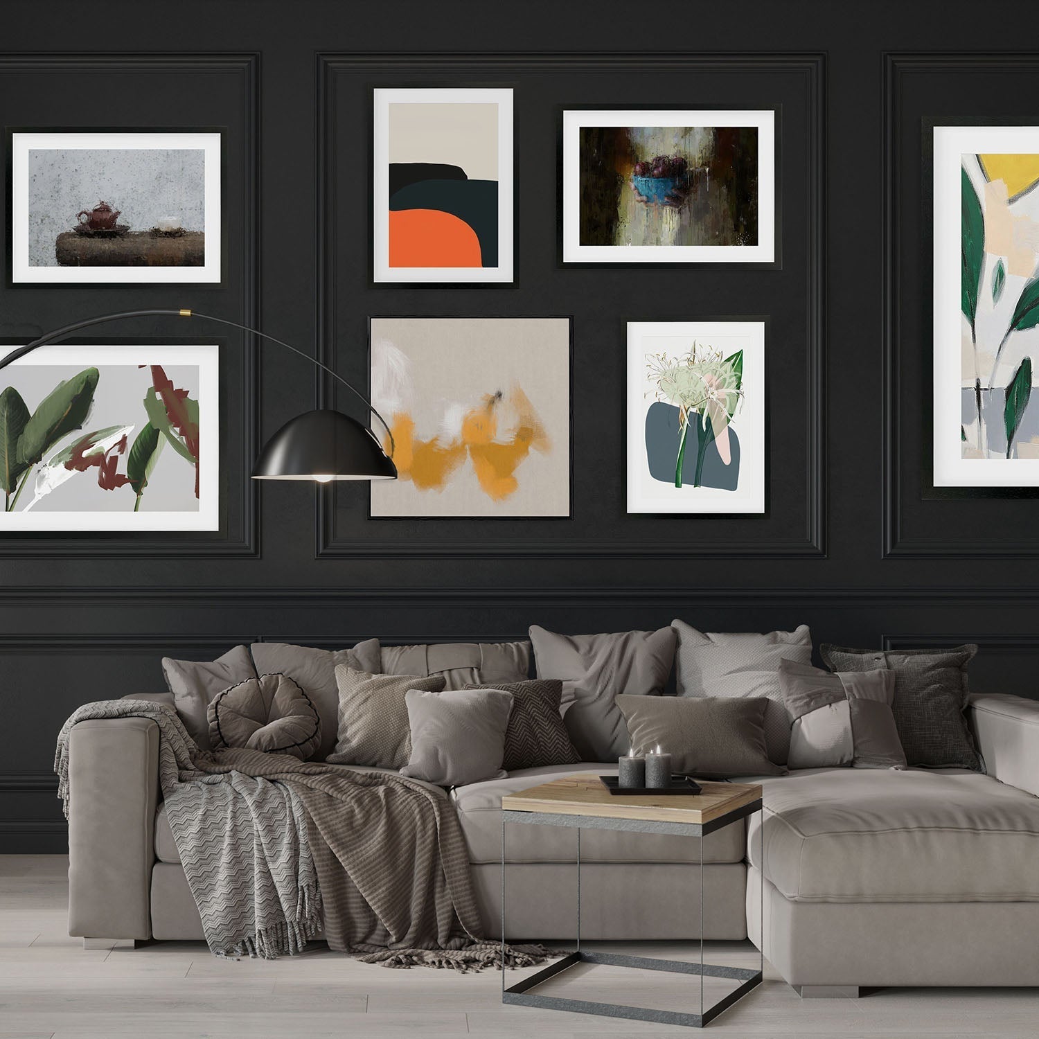 10 Ways To Transform Grey Walls With Art-Abstract House