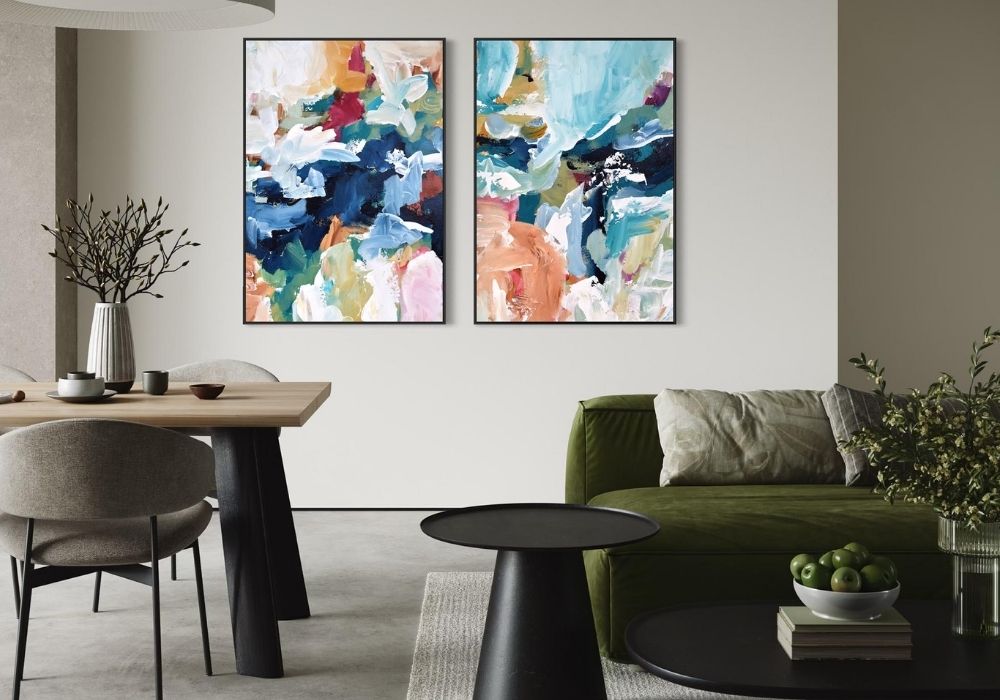 Could Swapping One Large Canvas for a Coordinated Pair Be the Answer To Transforming Your Room Flow?