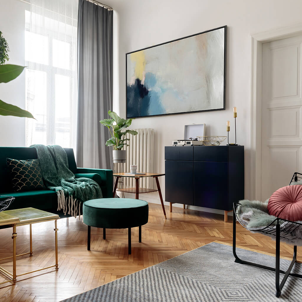 Extra large framed canvas wall art in living room