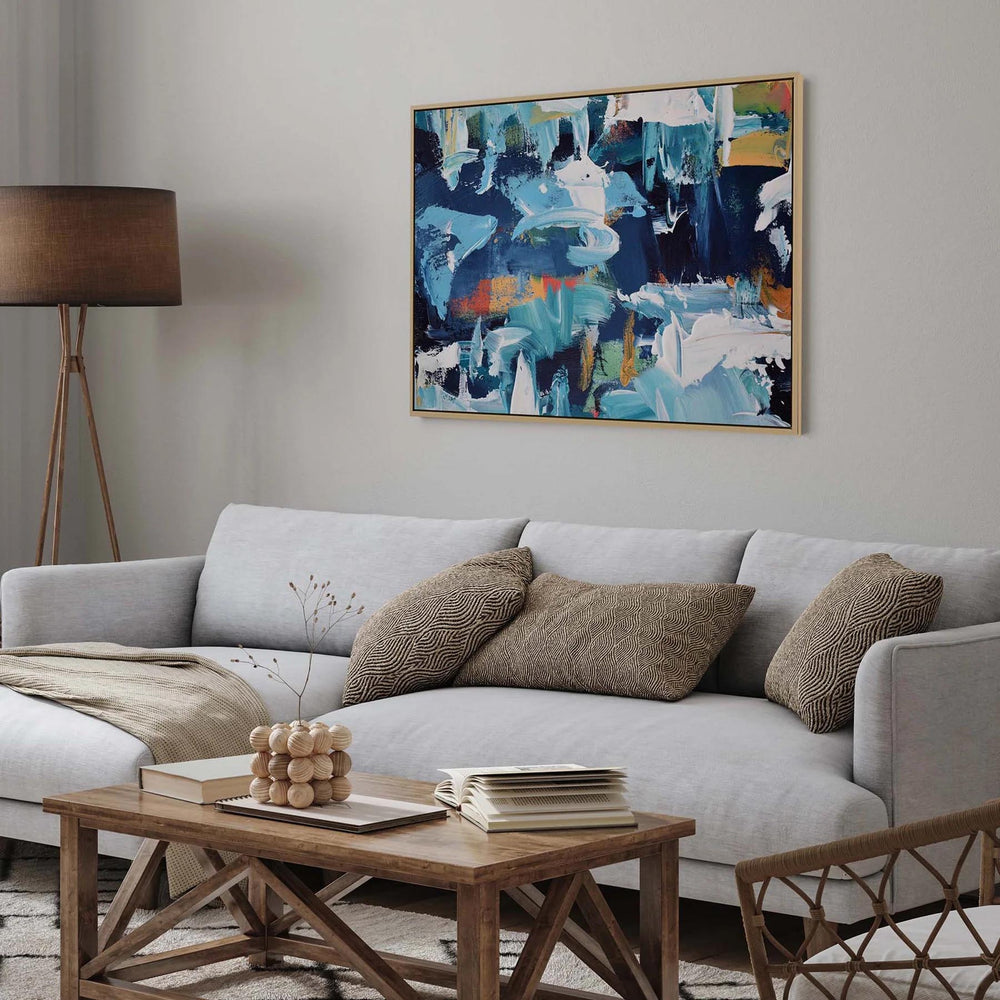 Blue Wall art for living room or office, handcrafted modern art for your wall